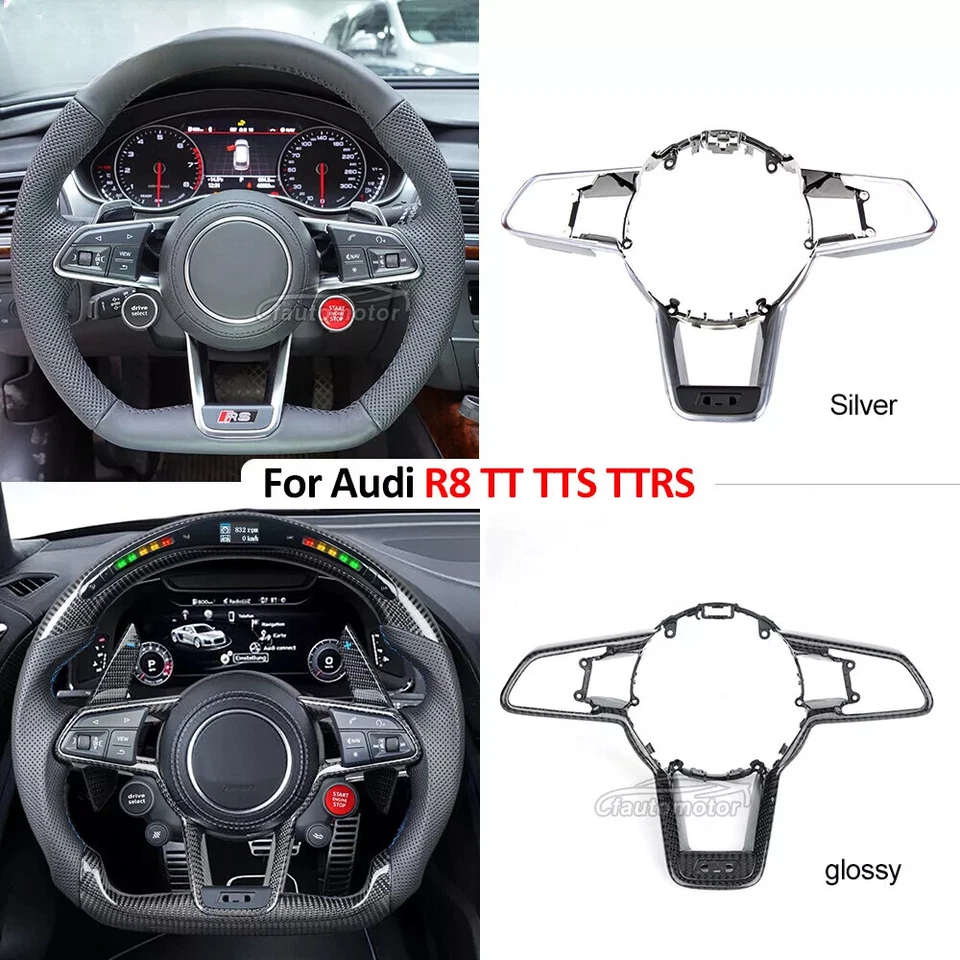 Botones de volante de fibra de carbono de repuesto aptos para Audi R8 TT TTR TTRS 2016+ Foto 4 de 4