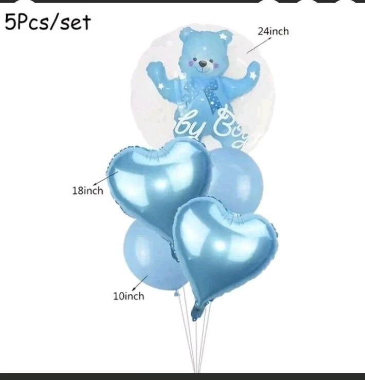 Globo Doble Burbuja Oso Azul Baby Shower Niño Cumpleaños Decoraciones  Foto 3 de 3