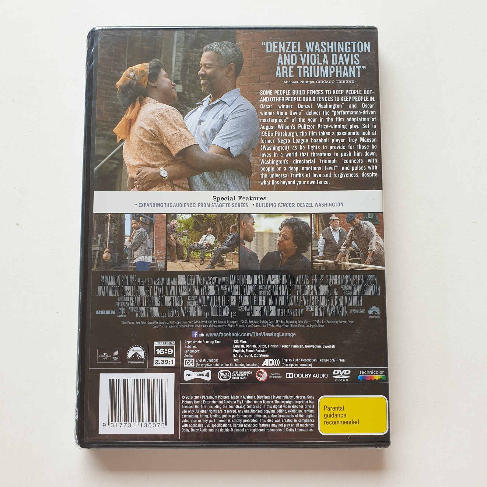Fences (DVD, 2016) PAL Region 4 (Denzel Washington, Viola Davis) NEW