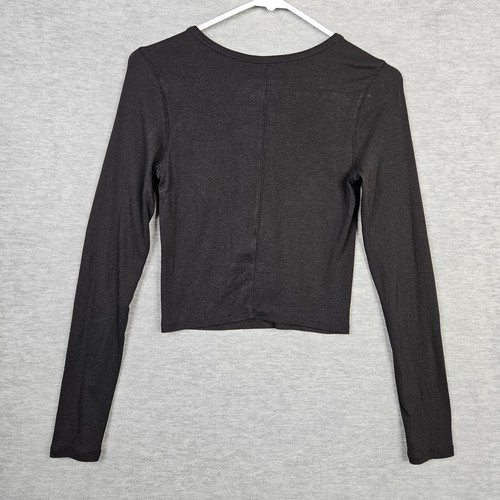 Everlane Women's Black Ribbed Long Sleeve Cropped Top Size S - Picture 2 of 6