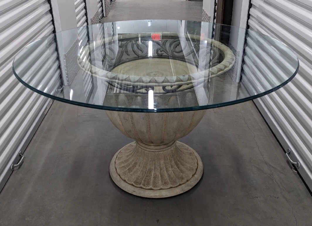Glass table pedestal base online