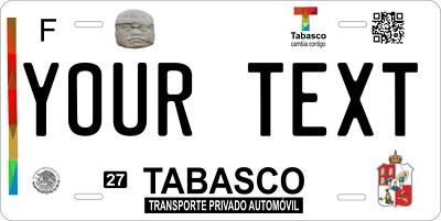 Tabasco 2016 Mexico Plate Personalized Custom Car Auto Bike Moped Motorcycle