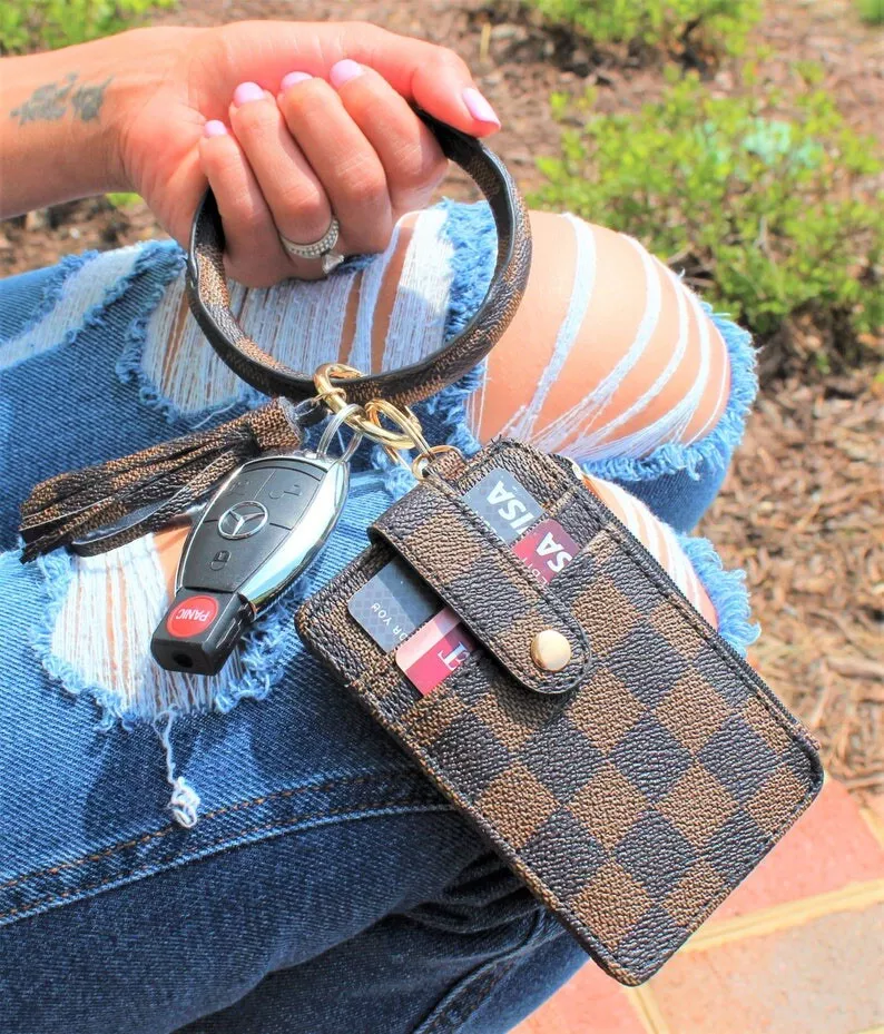 Keychain Wallet, Wristlet, Bangle, ID Card Holder, Purse, Key Chain, Gift