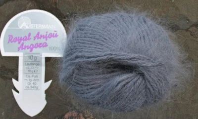 10g Royal Anjou Angora 100%  Vintage Rarität Langhaar Angora Austermann grau - Bild 1 von 2