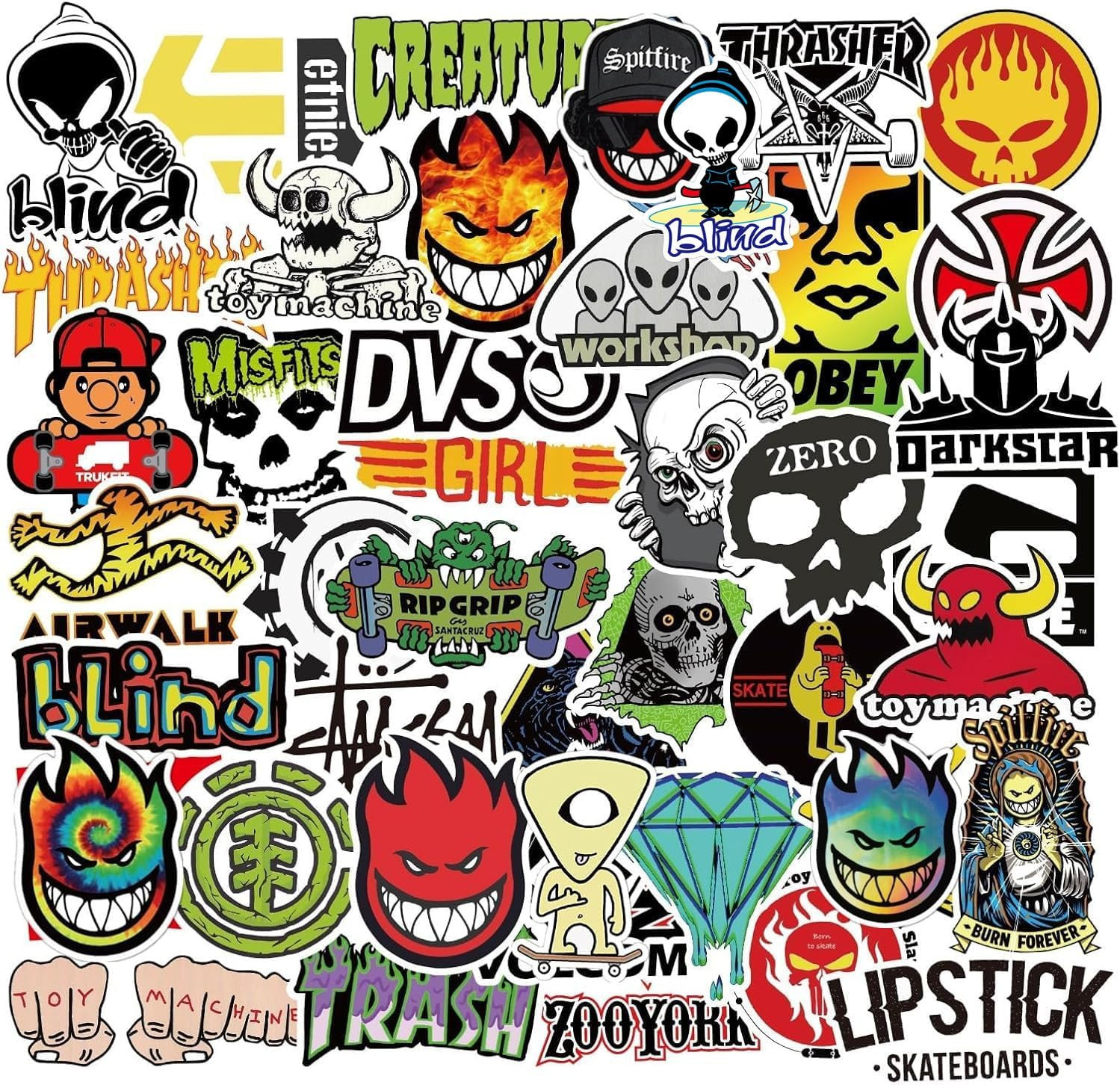 Skateboard Stickers 100Pcs/Pack Cool Waterproof Stickers for Laptop Water Bottle