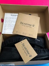 Youth Boys BEARPAW Black Faux Fur Lined Moccasins Slip-on Slippers M 13-1 XL 4-5