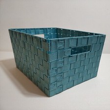 Woven Fabric Decorative Basket Storage Organizing Bin Metal Frame Handles