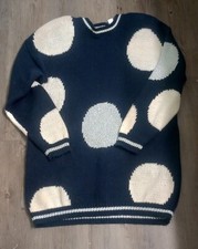 Marsh Landing Sweater Oversized Knit Top Polka Dot Womens M VTG Metallic Top