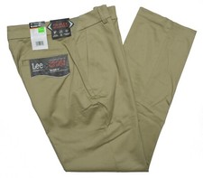 Lee 10302 NEW Men's Flat Front Relaxed Fit No Iron Performance Stretch Pants