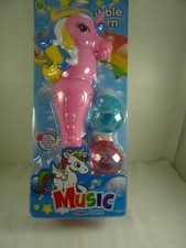 Unicorn Musical Bubble Blower Wand Pastel Colors 14" NEW battery operated