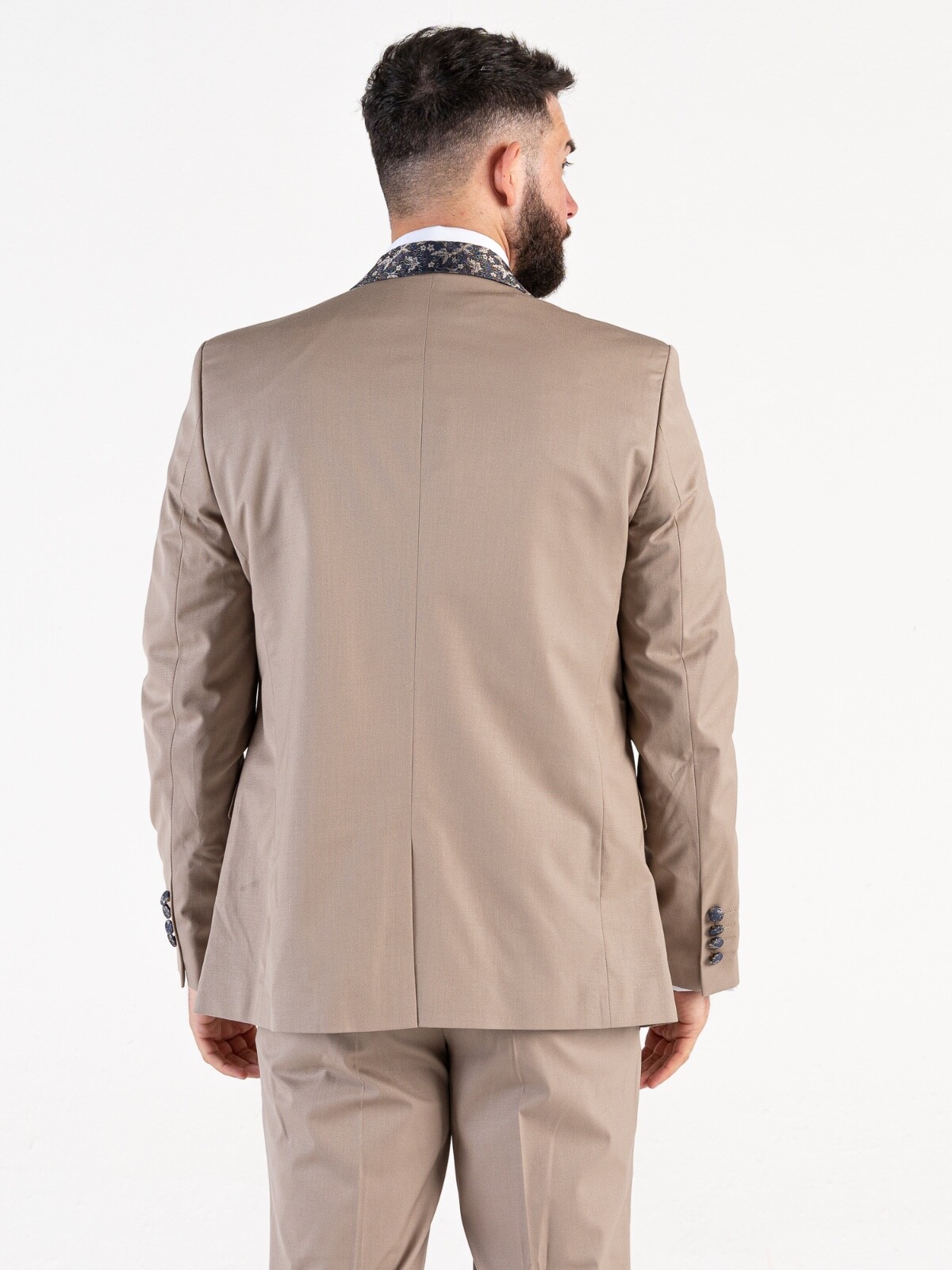 Mens Beige Tuxedo With Cravat Suit Wedding Dinner Tailored Fit Suit By