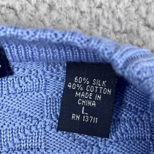Grant Thomas Silk & Cotton Light Blue Crewneck Textured Sweater Sz Large - Picture 4 of 4