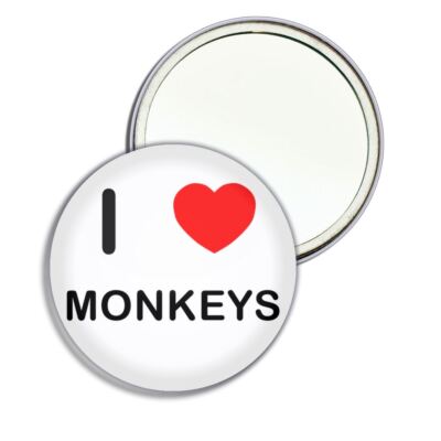 Monkeys I Love Herz runder Spiegel Tasche kompakt (55 mm oder 77 mm)