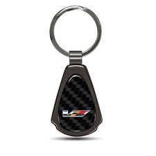 Cadillac V Logo Real Carbon Fiber Black Teardrop Key Chain
