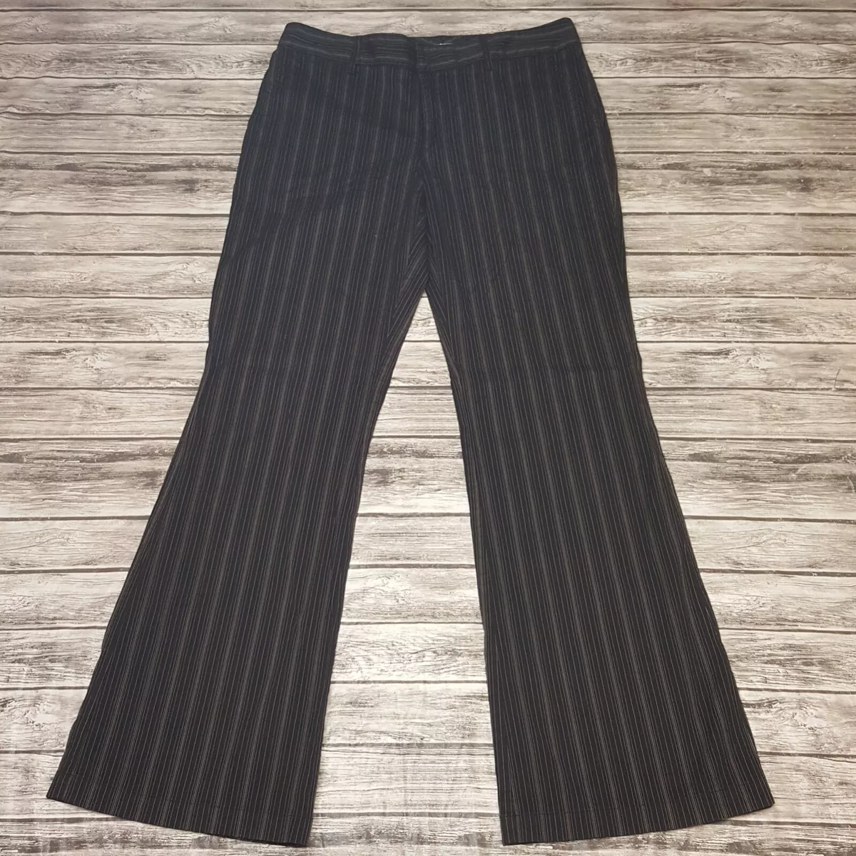 Calvin Klein Size 10 Womens Pants Flare Stripes Casual Dress Pants Black