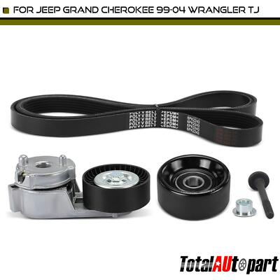 #ad #ad 3Pcs Serpentine Belt Drive Component Kit for Jeep Grand Cherokee 99 04 Wrangler $51.99