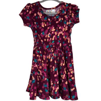 NEW Dot Dot Smile Purple Abstract Floral Pattern Cap Sleeve Dress 12-24M