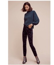 Pilcro  The Letterpress 28 Anthropologie Jeans Floral Velvet Pants Womens