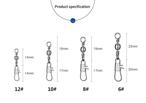 90pcs Fishing Rolling Barrel Swivel with Interlock Snap Tackle Connector 4#-12# - Picture 15 of 17
