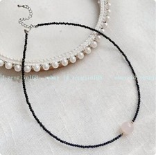 Simple 3mm Faceted Black Spinel Natural Gemstone Round Beads Necklace 14-32''