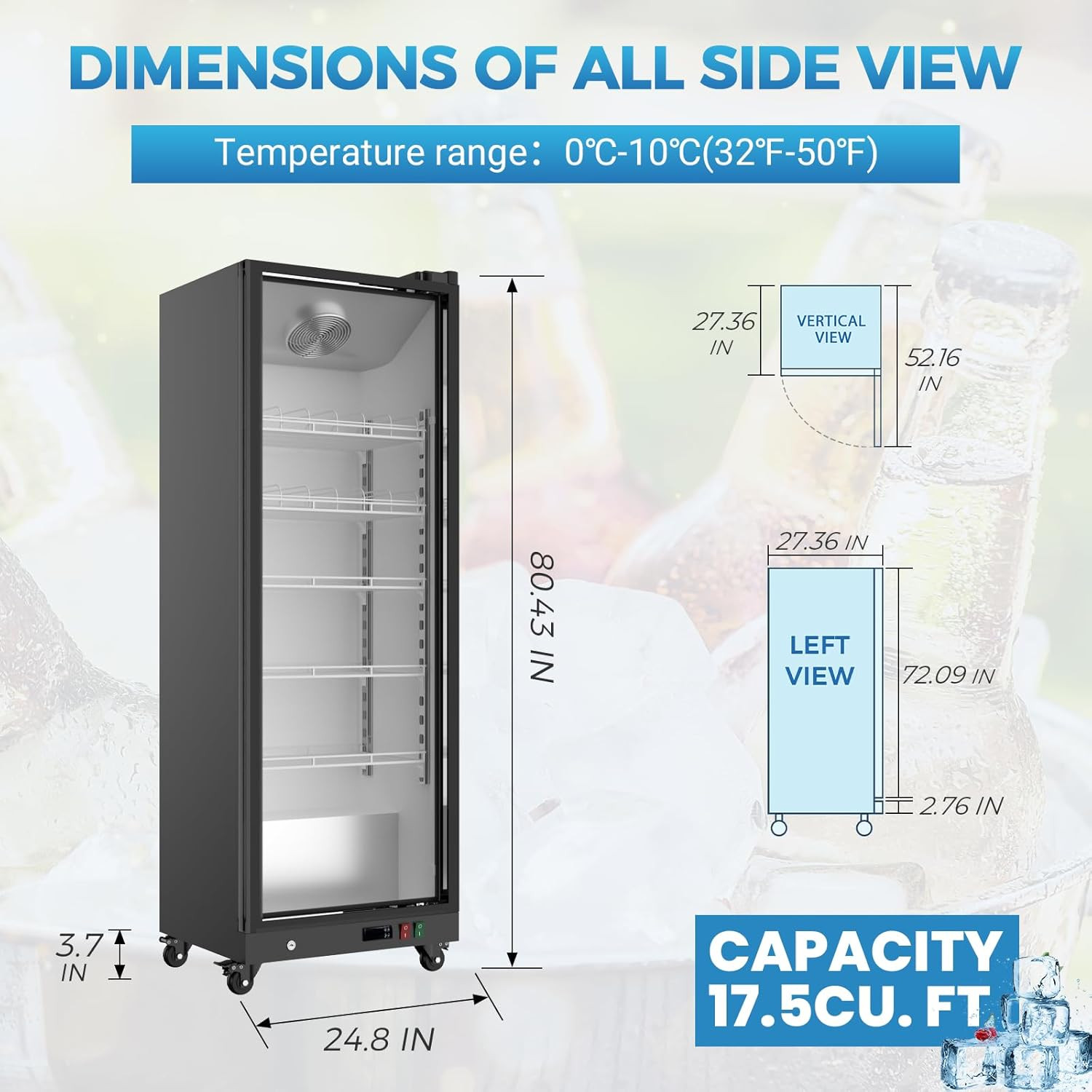 Commercial Refrigerator Beverage Cooler Glass Door Merchandiser Fridge