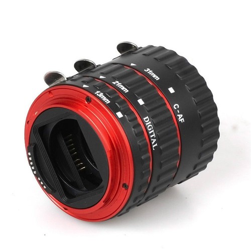 Colorful Metal TTL Auto Focus AF Macro Extension Tube Ring For Canon EOS EF Red - Afbeelding 1 van 7