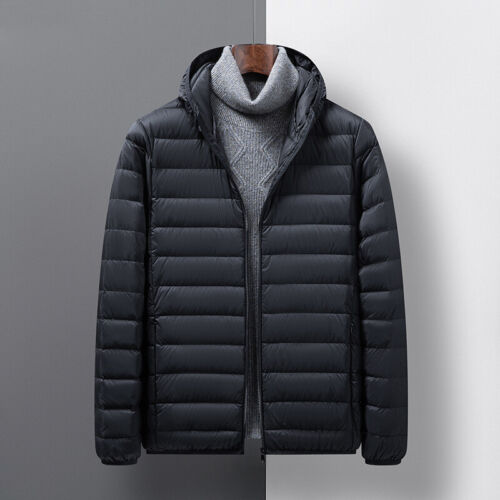 Mens Stand Collar Down Jacket Puffer Jackets Casual Zip Up Warm 
