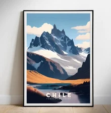 Printable wall art Chile, Retro Travel Poster decor