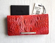 BRAHMIN ADY PUNCHY CORAL MELBOURNE LEATHER BIFOLD SLIM WALLET NWT