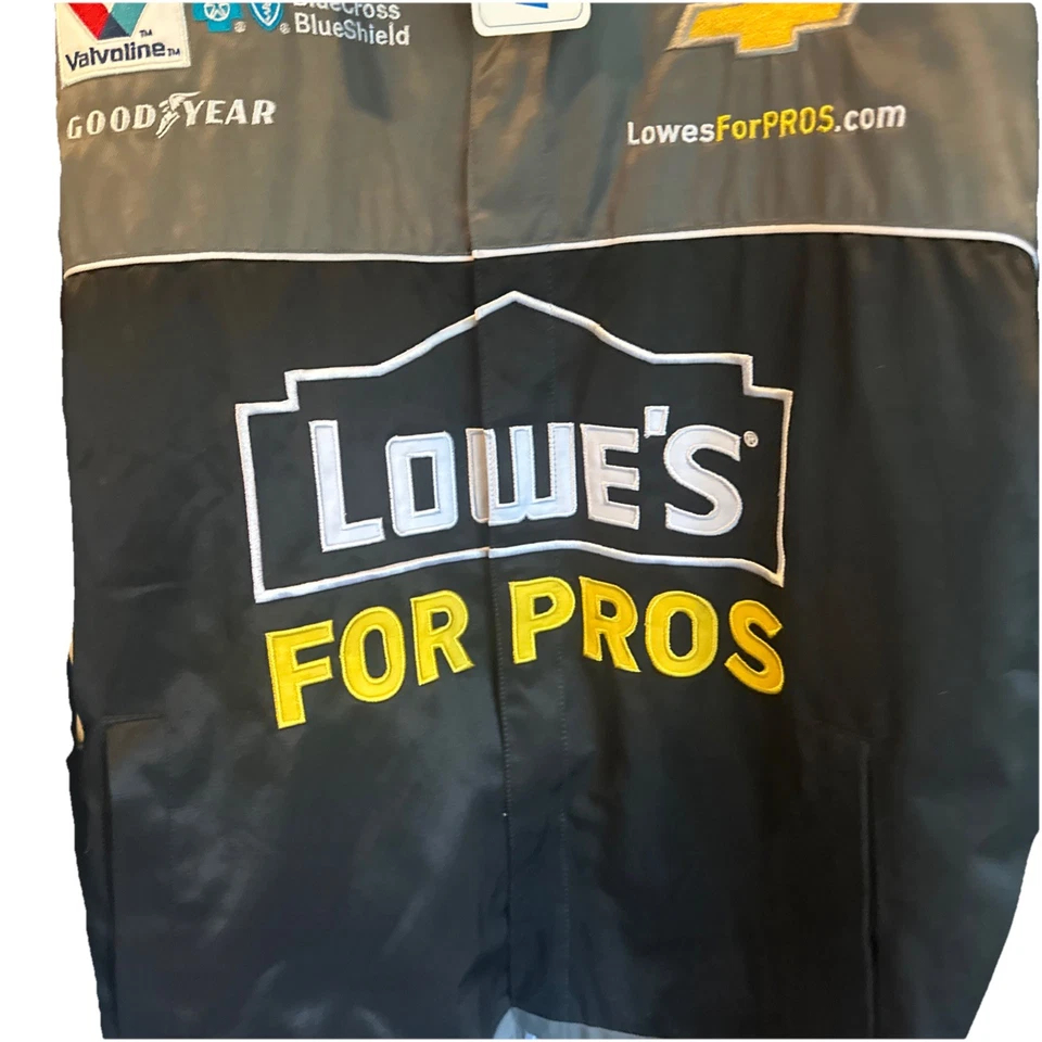 Chaqueta Jimmie Johnson Nascar Lowes para profesionales Full Snap Nylon Pit Crew 2XL NUEVA Foto 4 de 4