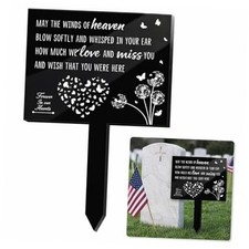 Memorial Remembrance Stakes Plaque Cemetery Decorations for Grave Acrylic