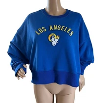 NFL Los Angeles LA Rams Embroidered Oversize Cropped Sweatshirt Womens M