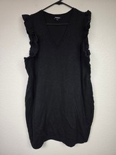 Express Black Ruffled Sleeve V-Neck Dress XL