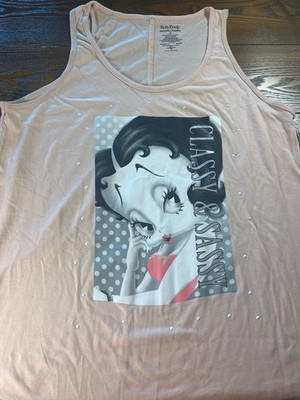 Betty Boop Retro Cartoon Pink Classy and Sassy Womens Tank Top Shirt XL