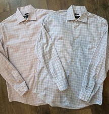 SET 2 Pronto Uomo Men s Egyptian Cotton Dress Shirt 15 34/35 Long Sleeve B/D -