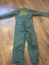 VINTAGE EMBROIDERED COVERALLS MEDIUM ARMY GREEN