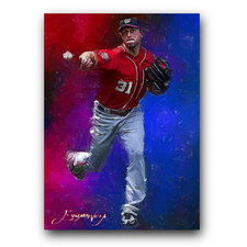 Max Scherzer #12 Art Card Limited 39/50 Vela Signed (Washington Nationals)