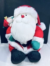 Vtg Stuffins Santa Claus Elf Gift BagNylon Parachute Plush Stuffed Toy Christmas