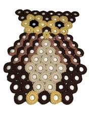 Vintage 70's Style Retro Crochet Owl Wall Hanging Boho Decor or Trivet 9  s