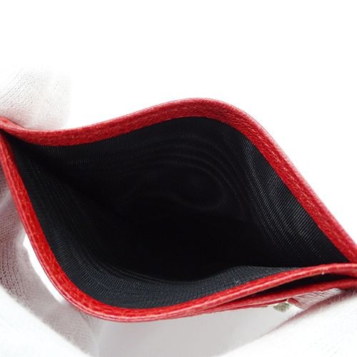 Balenciaga Card Case Leather Giant Red Silver Metal Women Men Pass Holder thumbnail 3