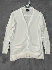 Gap Cardigan Womens Medium White Button Pockets Ivory Sweater Knit Boho