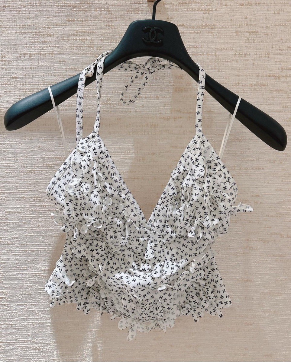 2025S ココビーチ♪【CHANEL】水着 トップ Black White & Gold Swimsuit - Stretch jersey, black, white & gold — Fashion