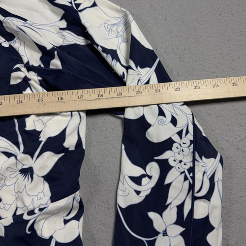 Lands' End Swimsuit Womens 16 Blue Floral Long Sleeve Rash Guard One Piece - Picture 4 of 10