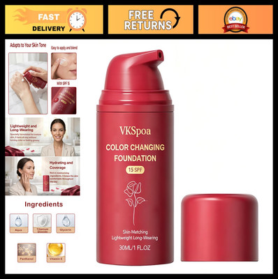 Color Changing Liquid Foundation for Mature Skin - Self-Adjusting, Buildable Cov