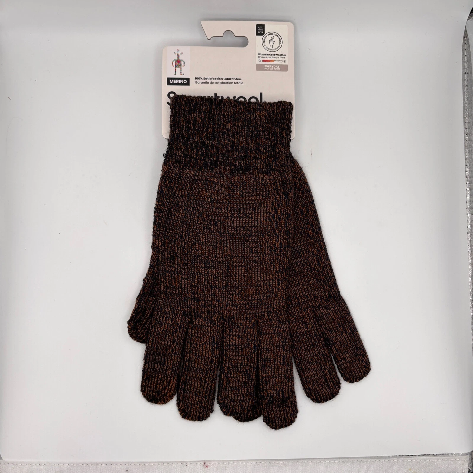 Smartwool Cozy Glove Fox Brown Merino Wool Touchscreen Gloves L/XL SW011476L40