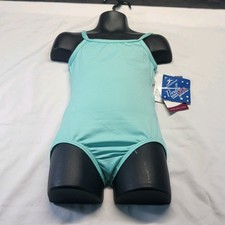 Motionwear Camisole Leotard Mint Round Neckline Spaghetti Strap Vback SZ IC 6x-7