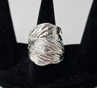 Vintage Sterling Silver leaf 925 band ring made in Israel Hadar thick wide