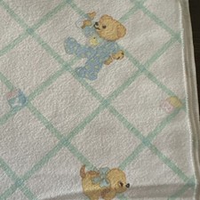 Vintage USA Baby Receiving Blanket Teddy Bear...