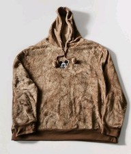 Disney Womens 3XL Mickey Mouse Pullover Hoodie Brown Fleece Embroidered Pom Pom