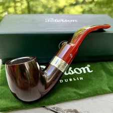 Peterson Irish Harp Smooth Bent Billiard (XL90) Fishtail Pipe Sterling Silver